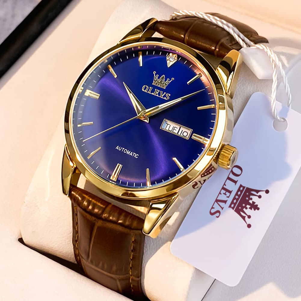 OLEVS 6629 Minimalist Day Date Mechanical Watch for Men