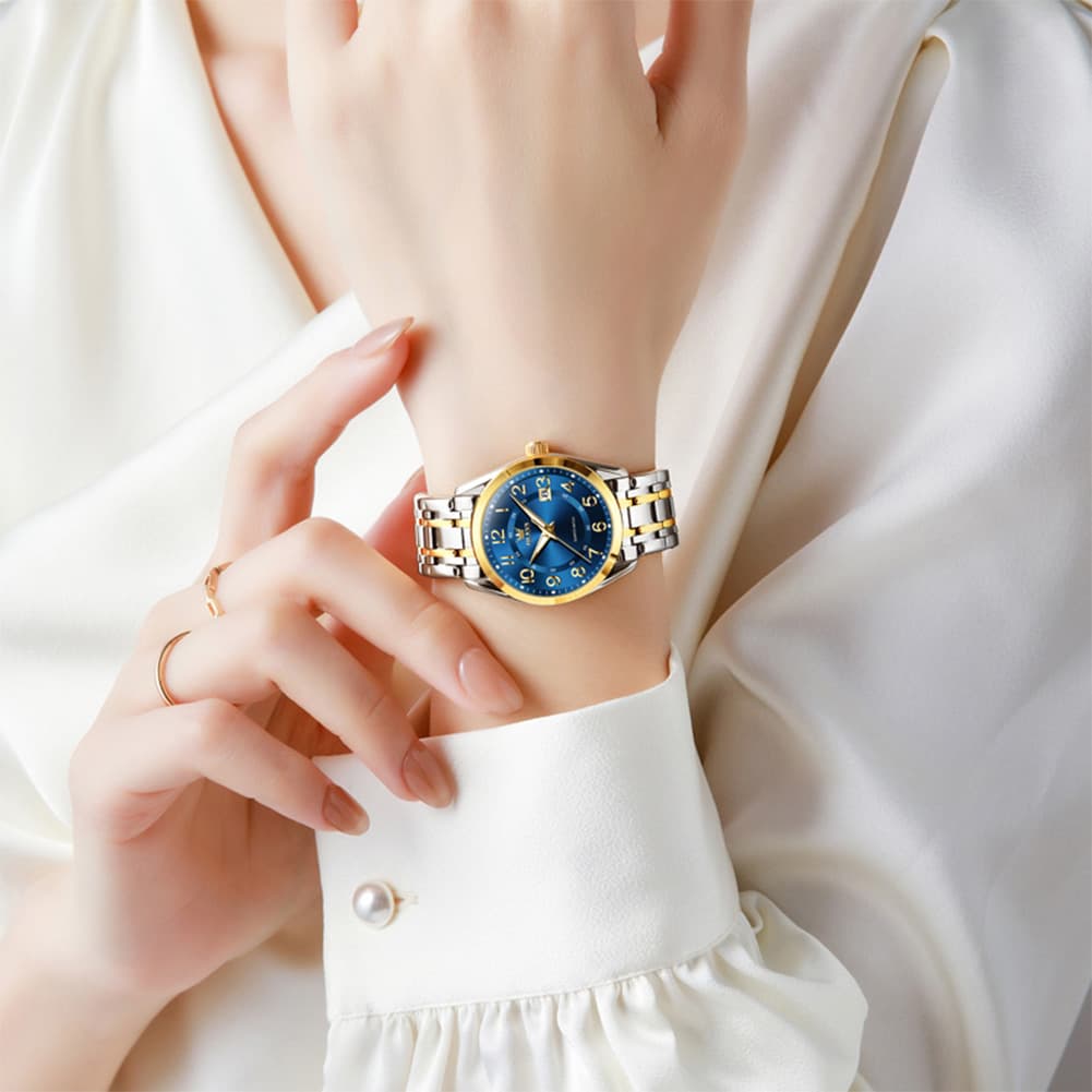 OLEVS 3666 Quartz Luminous Stainless Steel Watch For Women