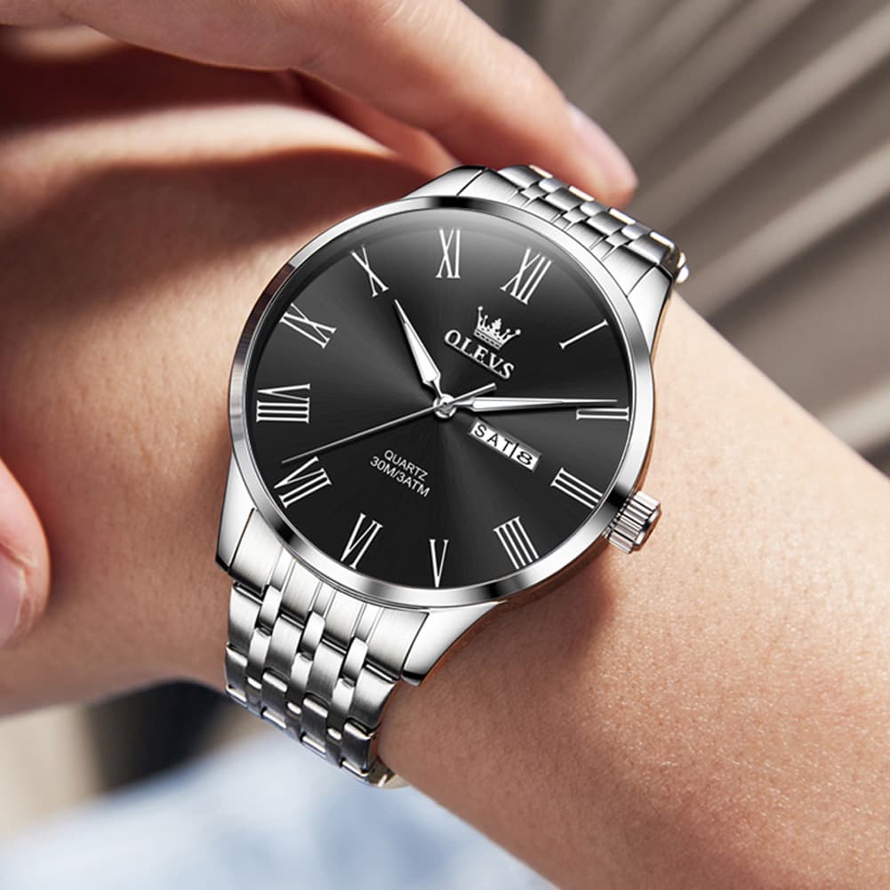 OLEVS 3633 Minimalist Sunray Roman Quartz Watch for Men