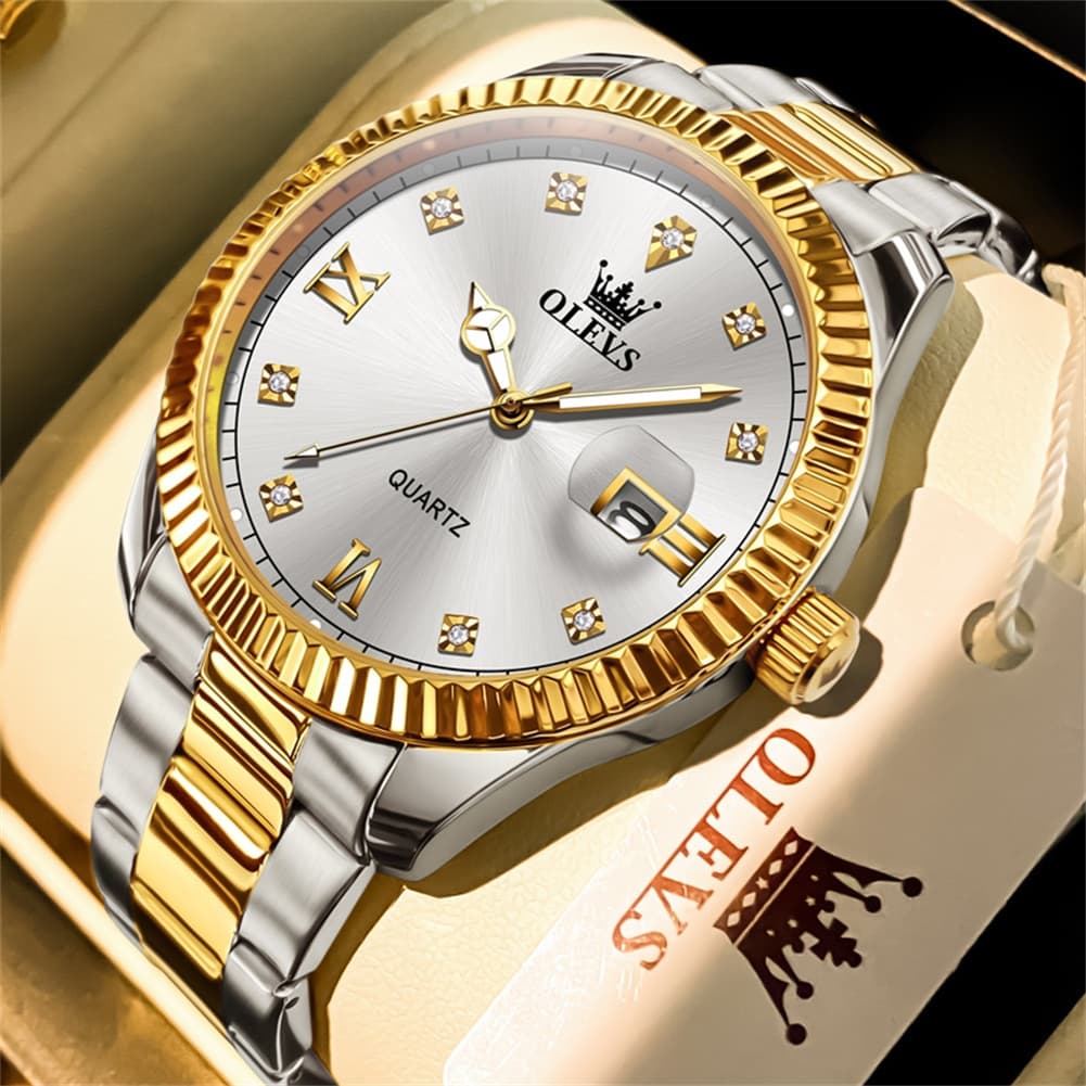 OLEVS 3623 Fluted Bezel Diamond Quartz Watch for Men