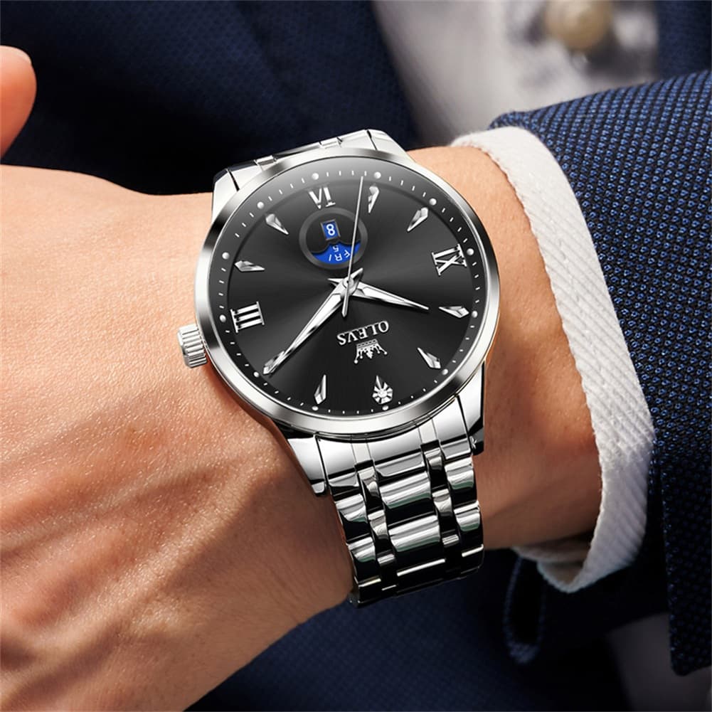 OLEVS 3646 Diamond Mirror Calendar Quartz Watch for Men