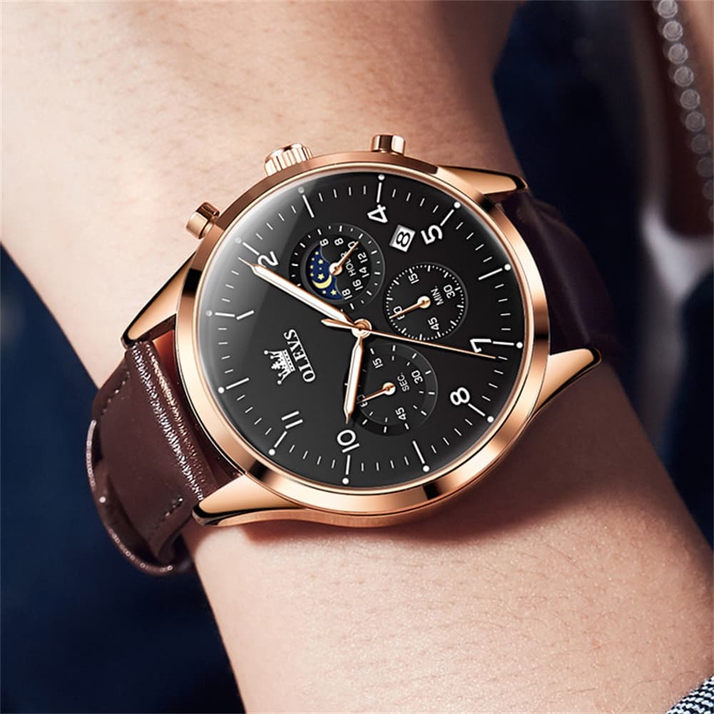 OLEVS 2882 Luxury Moon Phase Chronograph Watch for Men