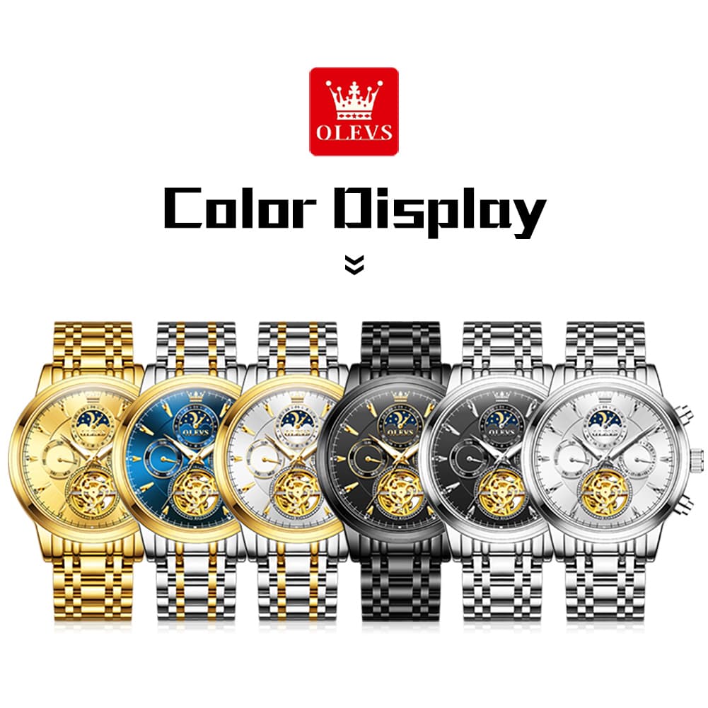 OLEVS 6746 Multi-Function Skeleton Mechanical Watch for Men