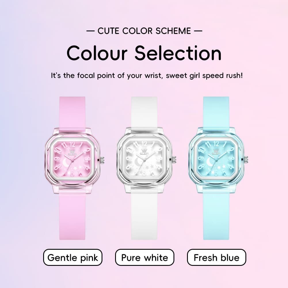 OLEVS 3711 Dreamy Moon Star Transparent Silicone Womens Student Watch