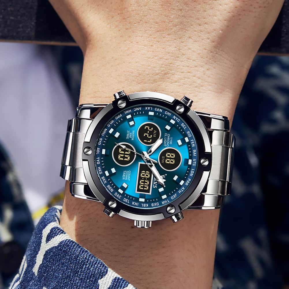 OLEVS 1106 Heavy Duty Dual Display Chronograph Watch for Men