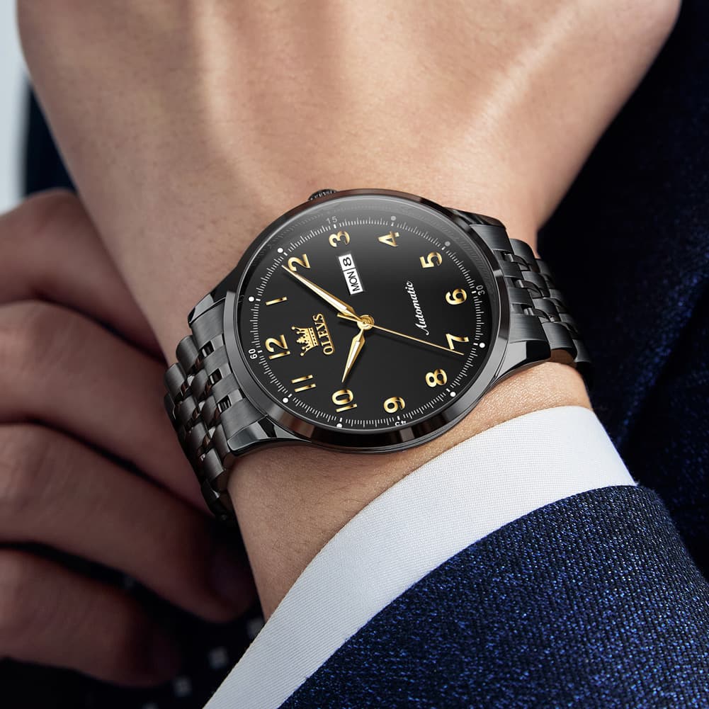 OLEVS 7100 Arabic Numeral Dual Calendar Automatic Watch For Men
