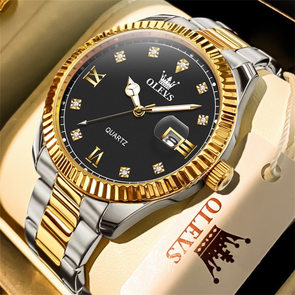 OLEVS 3623 Fluted Bezel Diamond Quartz Watch for Men