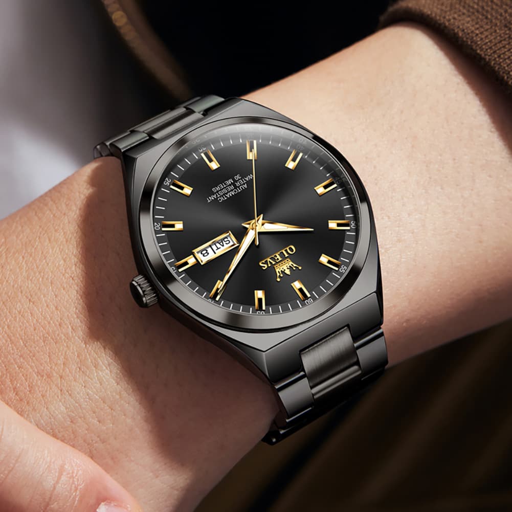 OLEVS Integrated Bracelet Automatic Day Date Watch 9907 for Men