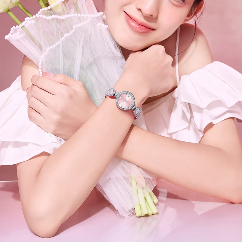 OLEVS Women Lucky Charm Watch Petite Diamond Bracelet Date Quartz 5630