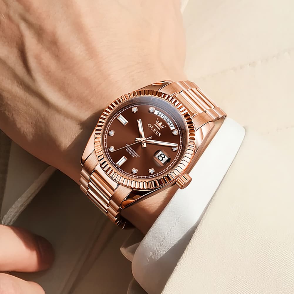 OLEVS 6736 Fluted Bezel Mechanical Watch for Men