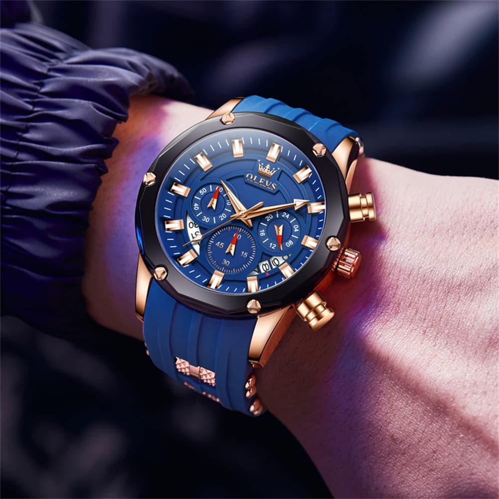 OLEVS 9991 Bold Chronograph Racing Silicone Watch for Men