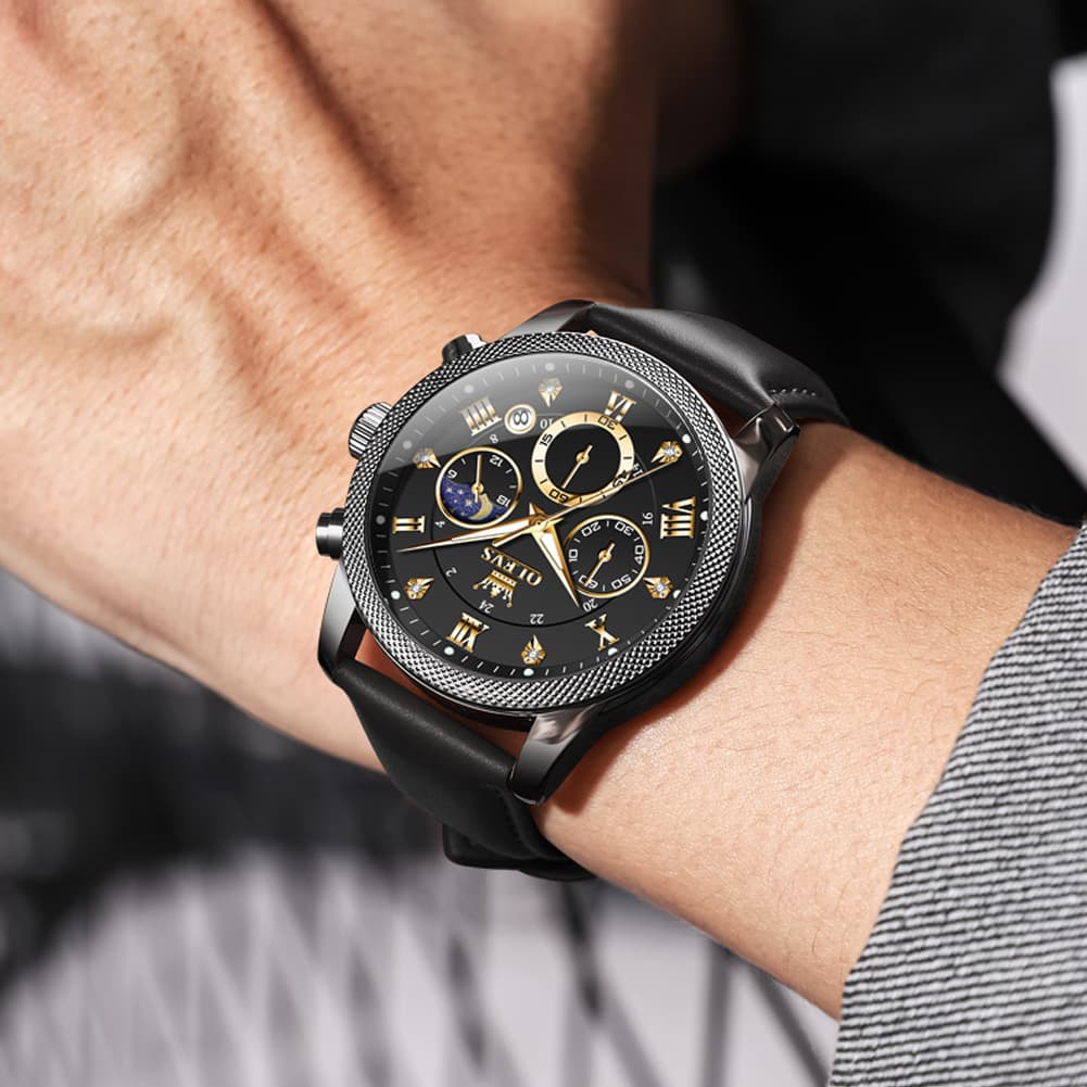 OLEVS 3660 Chronograph Moon Phase Diamond Dial Tactical Sports Watch For Men