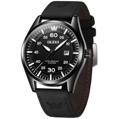 OLEVS 9962 Pilot Sports Date Display Leather Watch for Men