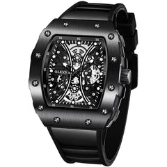 OLEVS 3602 Tonneau Skeleton Quartz Watch for Men