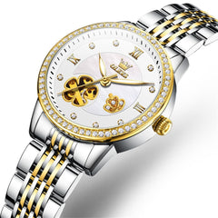 OLEVS 6706 Diamond Flower Skeleton Automatic Mechanical Watch For Women