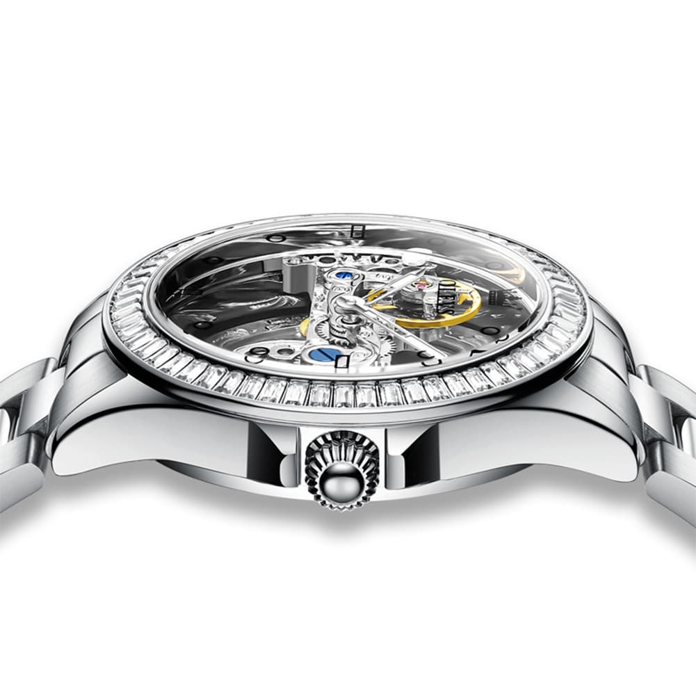 OLEVS 6699 Oversized Skeleton Mechanical Watch for Women