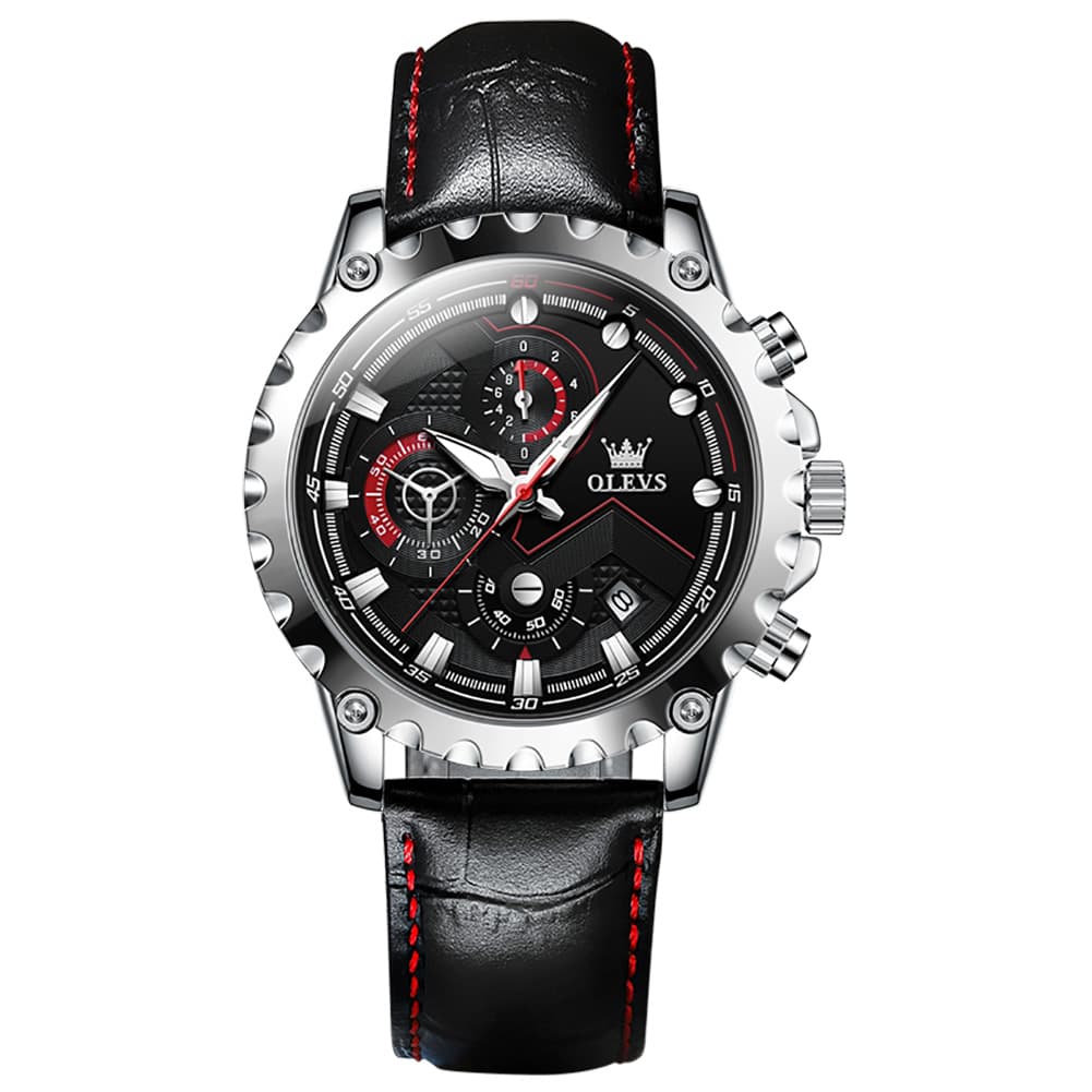 OLEVS 2873 Bold Rivet Bezel Racing Chronograph Watch for Men