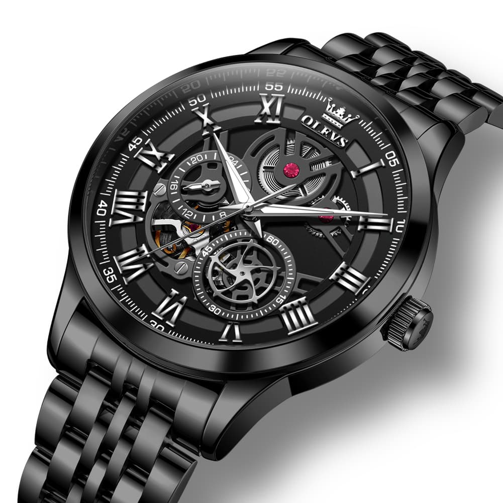 OLEVS 7076 Double Open Heart Automatic Watch For Men