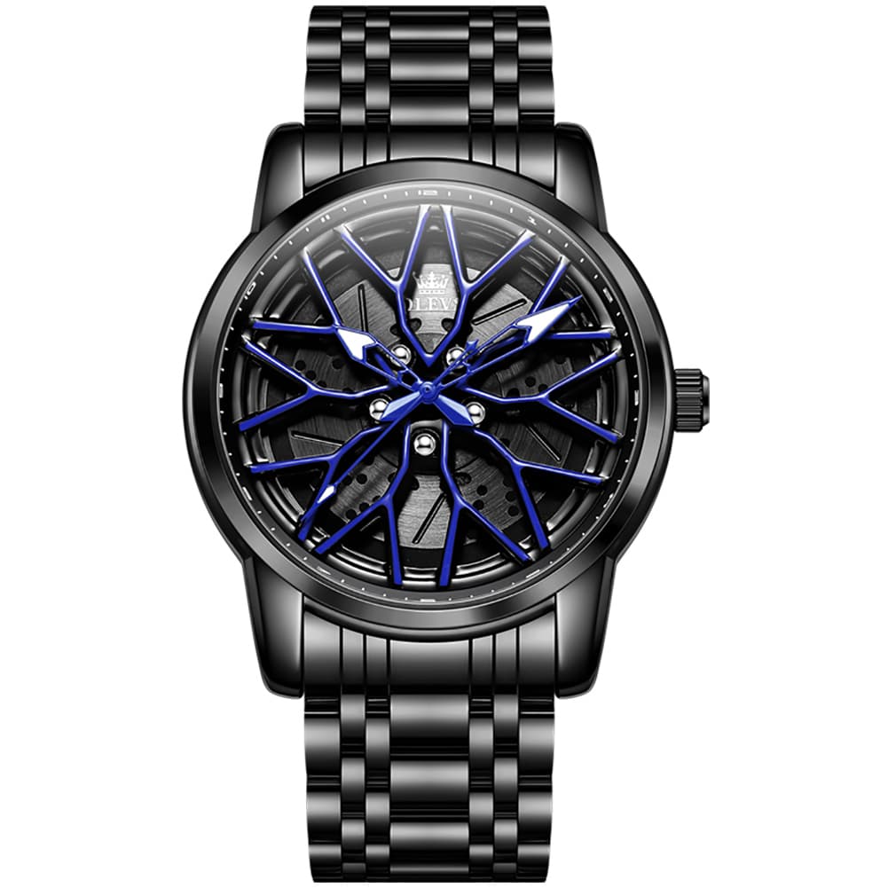 OLEVS 3701 Racing Wheel Openwork Sport Mens Quartz Watch