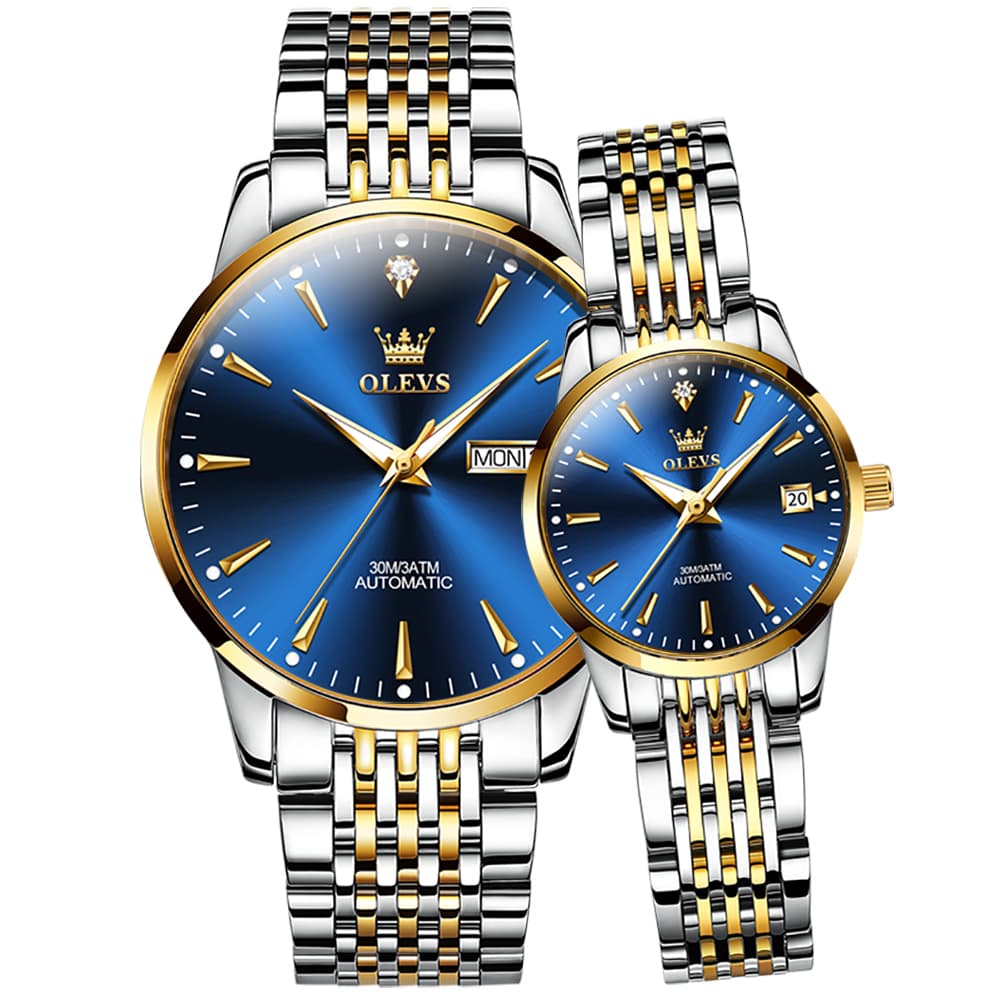 OLEVS 6635 Stainless Steel Automatic Mechanical Couple Watches