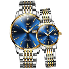 OLEVS 6635 Stainless Steel Automatic Mechanical Couple Watches