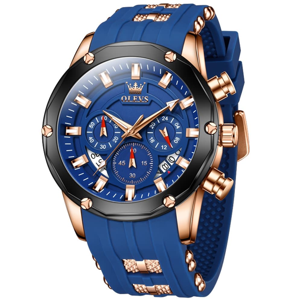 OLEVS 9991 Bold Chronograph Racing Silicone Watch for Men