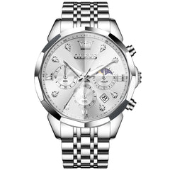 OLEVS 3670 Quartz Moon Phase Chronograph Watch For Men