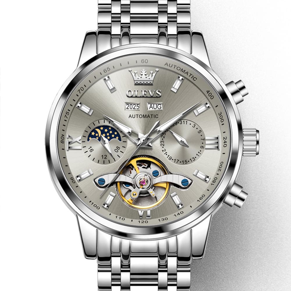 OLEVS 6740 Skeleton Flywheel Mechanical Watch for Men