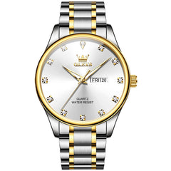 OLEVS 3612 Diamond Dial Quartz Steel Watch for Men
