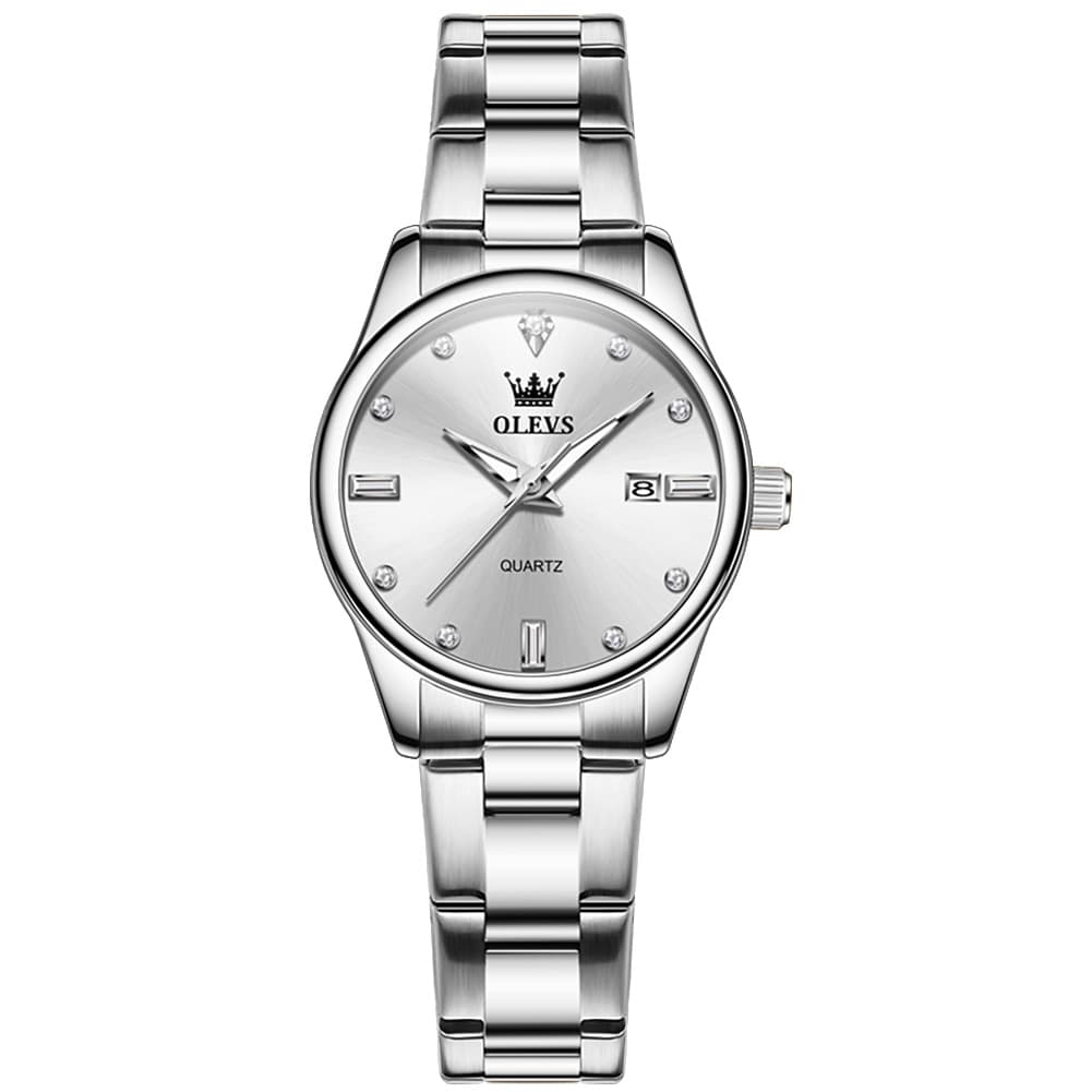 OLEVS 3621NS Minimalist Diamond Quartz Steel Watch for Women