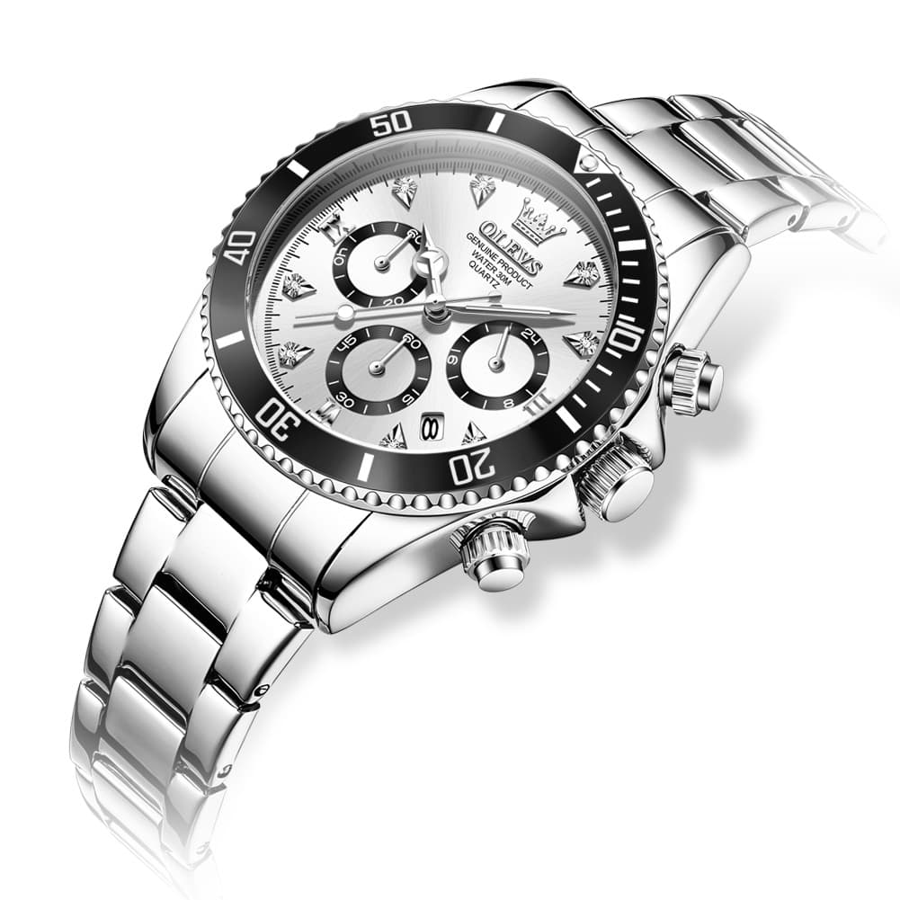 OLEVS Women Chronograph Watch Stainless Steel Sport Date Quartz 5632