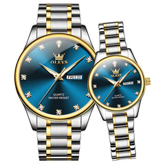 OLEVS 3612Q Diamond Dial Quartz Couple Watches Set