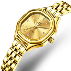 OLEVS 5888 Petite Square Watch Vintage Diamond Accent Stainless Steel Bracelet Quartz Timepiece for Women