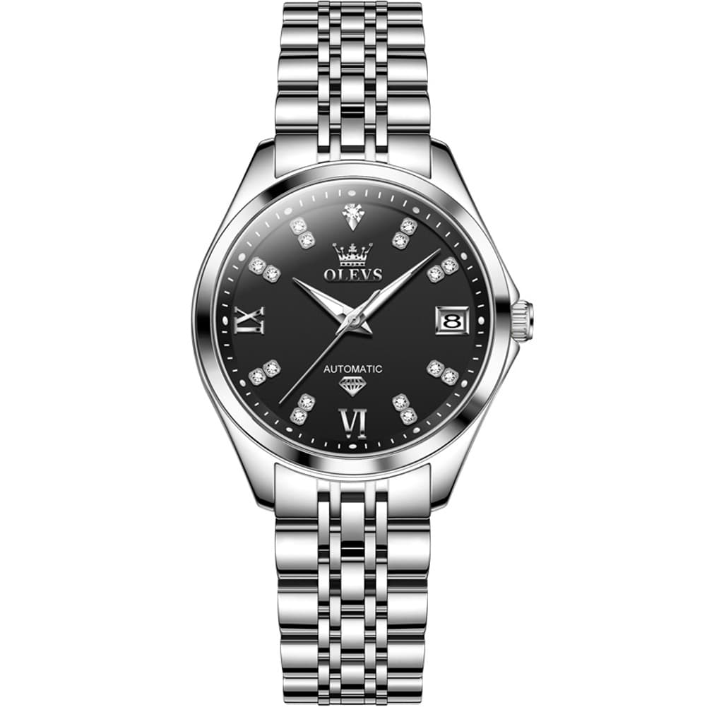OLEVS Diamond Dial Automatic Mechanical Watch 9801 Date Display for Women