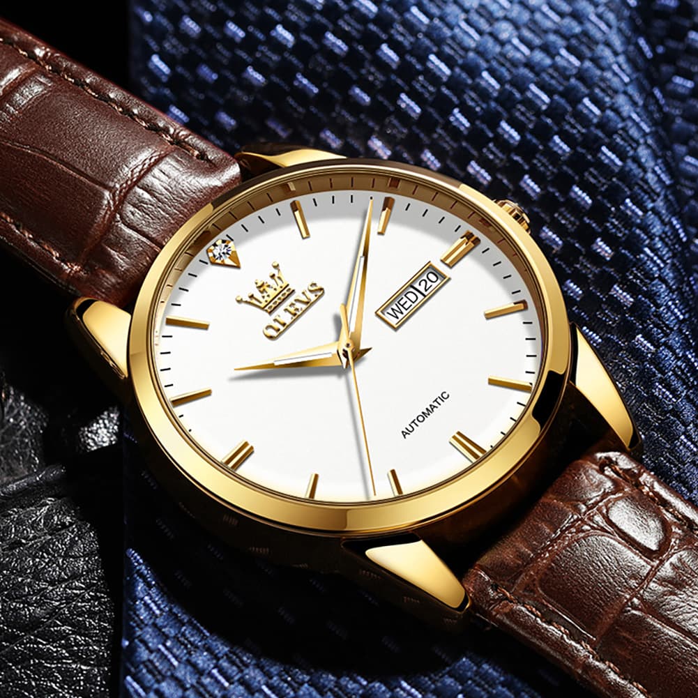 OLEVS 6629 Minimalist Day Date Mechanical Watch for Men