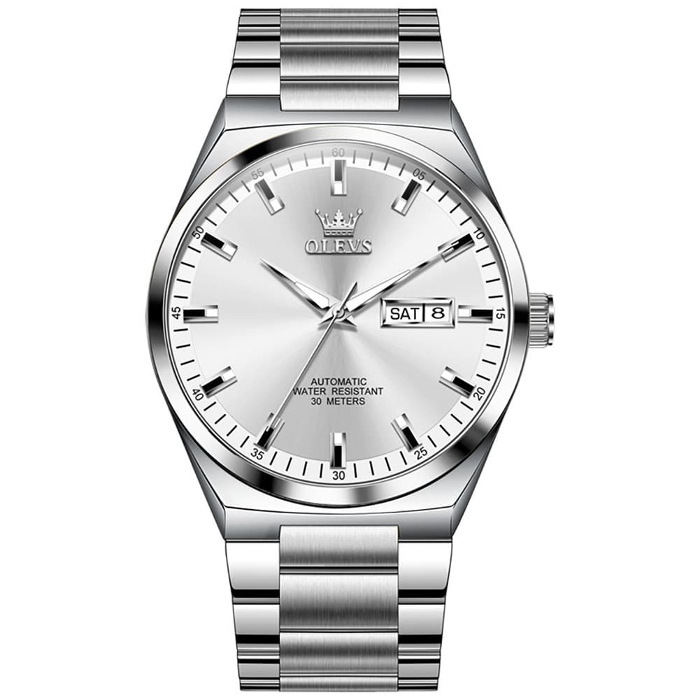 OLEVS Integrated Bracelet Automatic Day Date Watch 9907 for Men