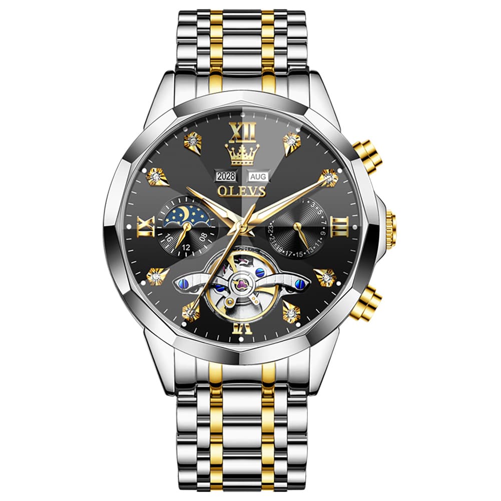 OLEVS 6621 3D Faceted Mirror Mechanical Watch for Men