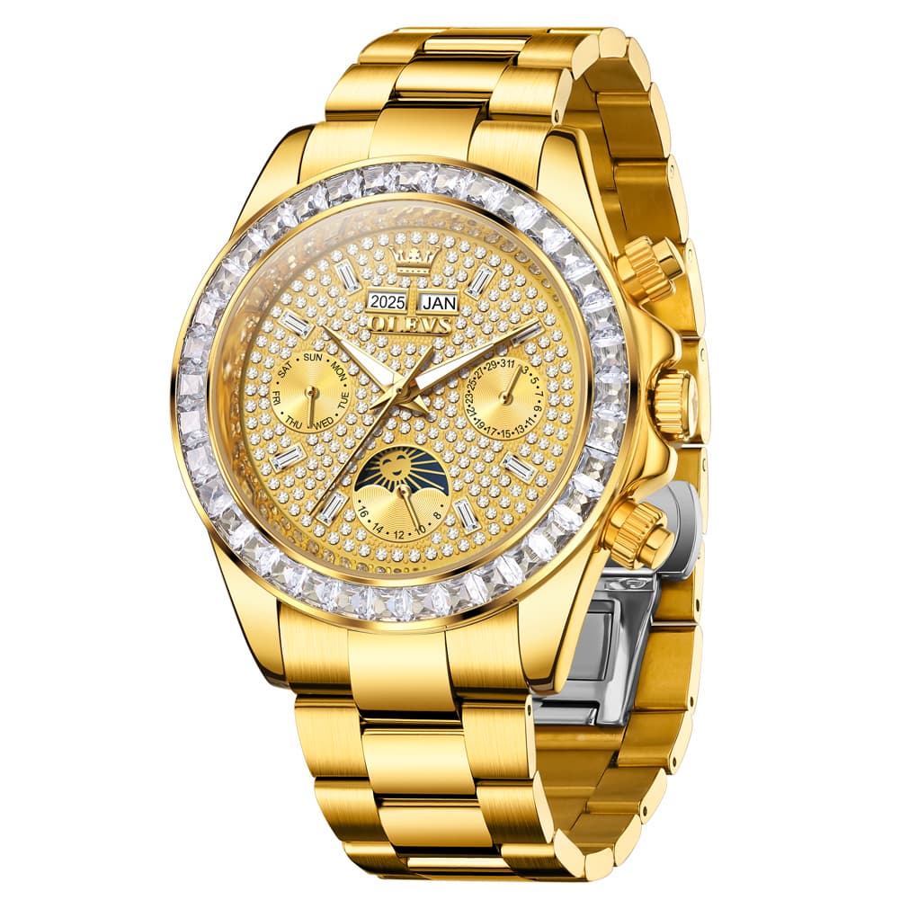 OLEVS 7038 Luxury Diamond Moon Phase Mechanical Watch For Men