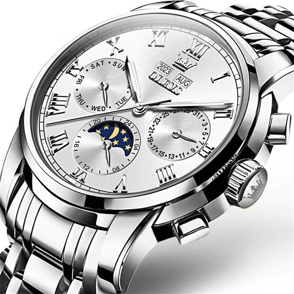 OLEVS 6692 Automatic Moon Phase Multifunction Steel Watch for Men
