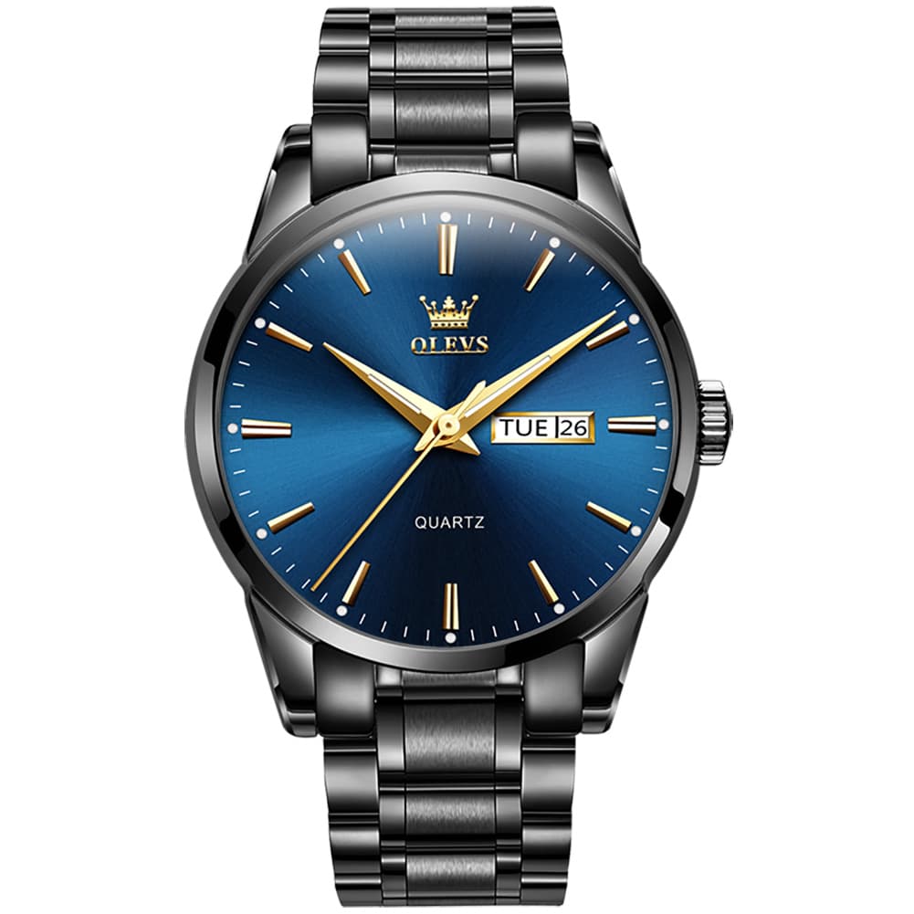 OLEVS 6898 Ultra Thin Day Date Watch Stainless Steel Quartz Casual Timepiece for Men