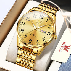 OLEVS 6666 Stainless Steel Mechanical Big Numeral Watch for Men