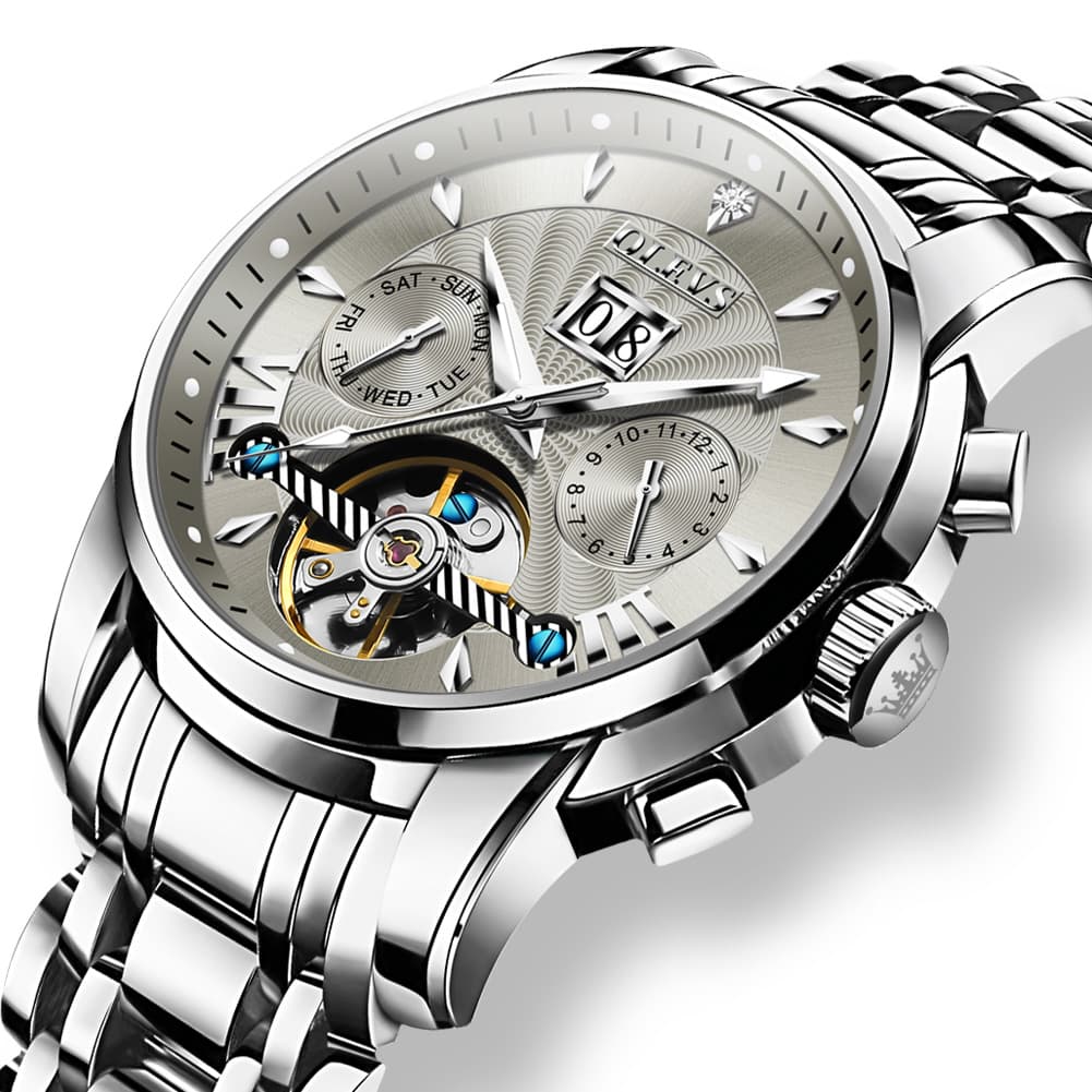 OLEVS Open Heart Multifunction Automatic Mechanical Watch 9965 Big Date for Men