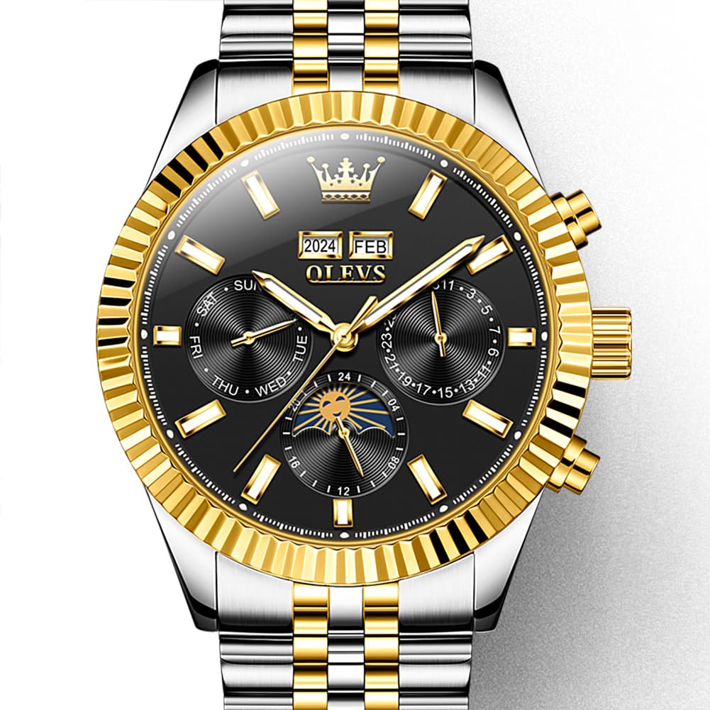 OLEVS 6688 Automatic Moon Phase Stainless Steel Watch for Men