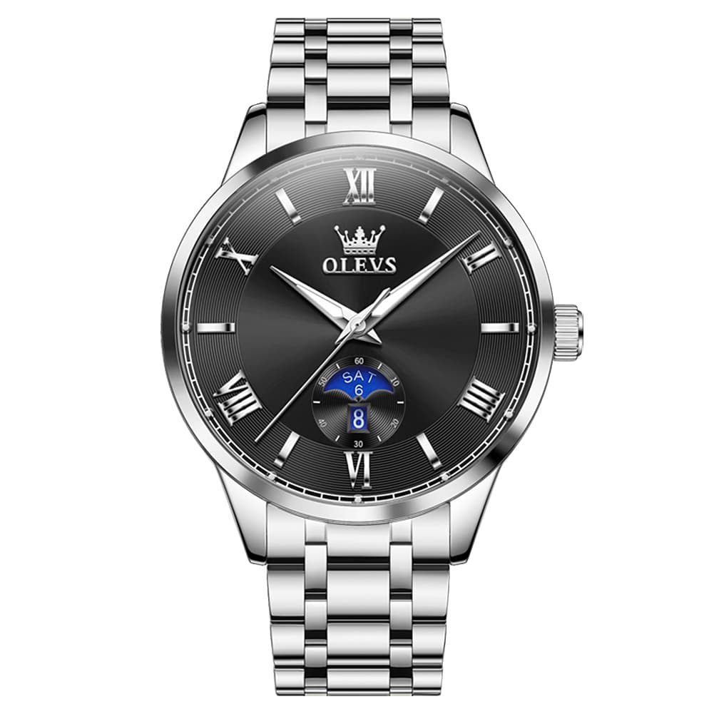 OLEVS 3638 Moon Phase Quartz Steel Watch for Men