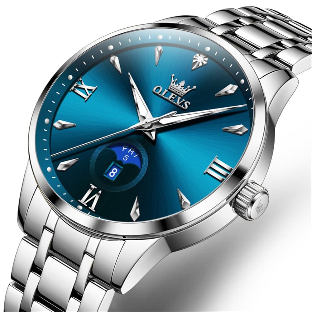 OLEVS 3646 Diamond Mirror Calendar Quartz Watch for Men