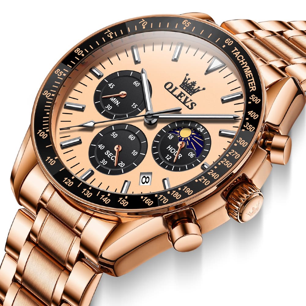 OLEVS 3618 Chronograph Moon Phase Quartz Watch for Men