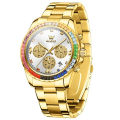 OLEVS 2939 Rainbow Bezel Chronograph Quartz Watch for Men