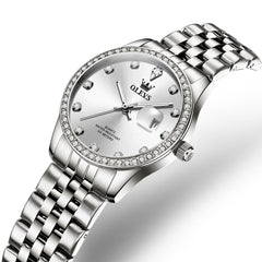 OLEVS 3629NN Diamond Bezel Quartz Steel Watch for Women