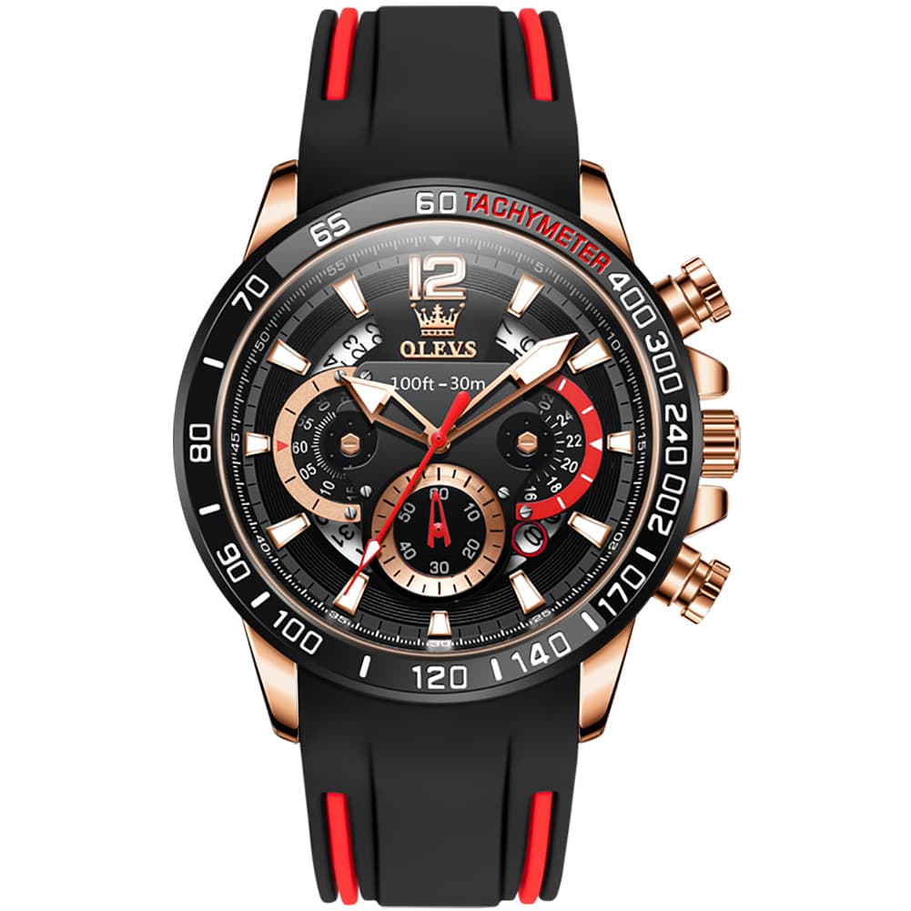 OLEVS 9936 Silicone Strap Racing Chronograph Watch for Men