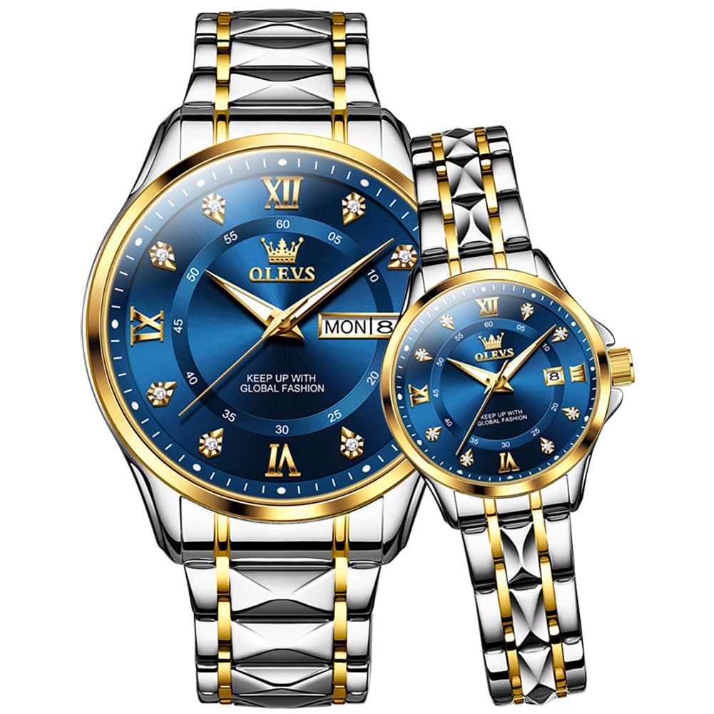 OLEVS 2906 Diamond Day Date Couples Watch Set Men Women